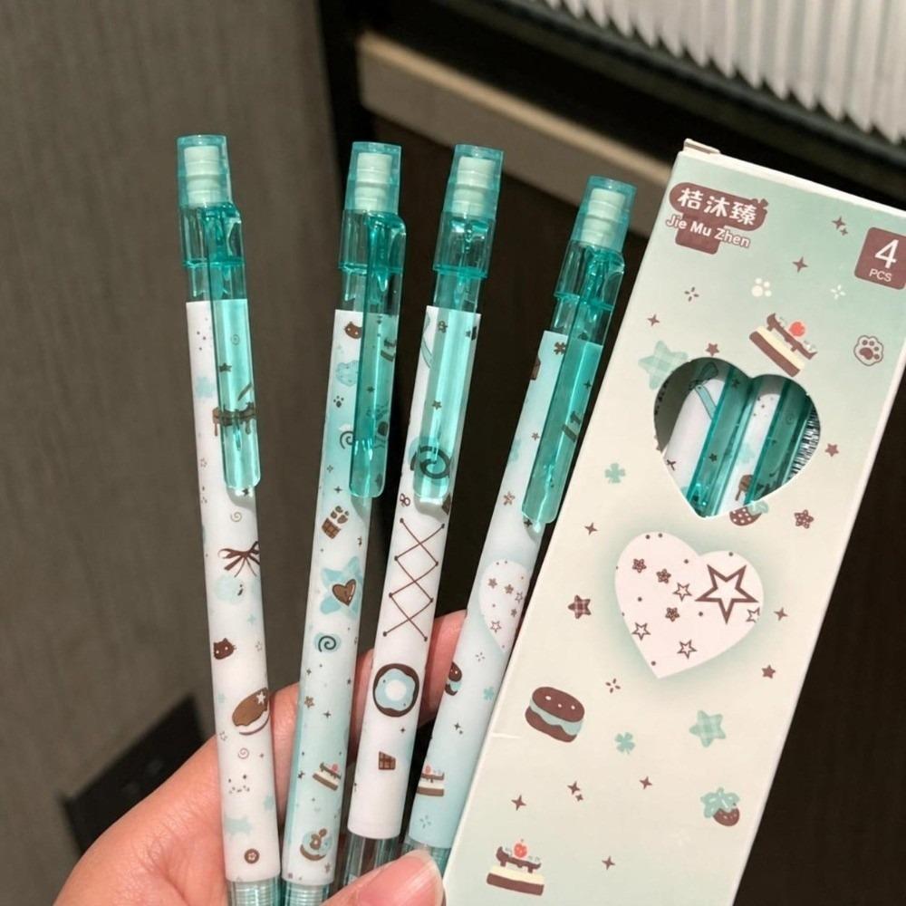 4pcs 0.5mm 2B Lead Automatic Pencil Kawaii Stationery Student Writing Pencil Back To School
