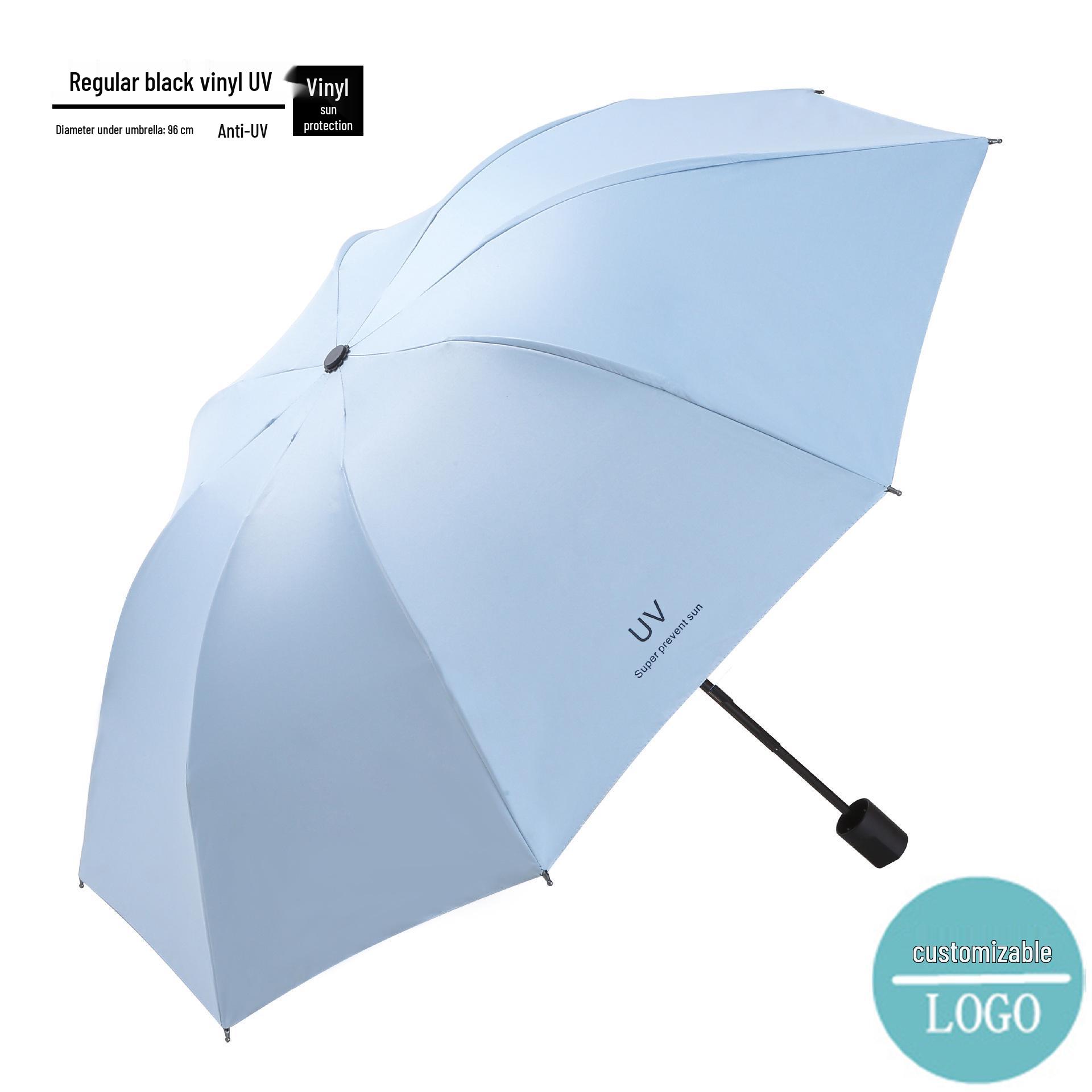 

Eight-Bone UV Sun & Rain Umbrella with Logo Print - Foldable, Solid Color, Business Sunscreen Umbrella