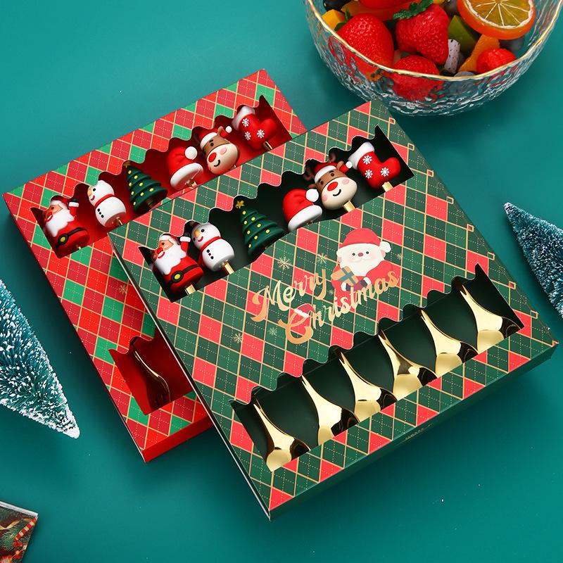 2/4/6Pcs Christmas Fork And Spoon Set,Stainless Steel Creative Tableware,Coffee Tea Dessert Forks And Spoons Gift Set
