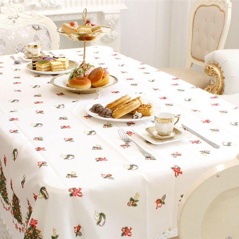 Premium Santa Christmas Red Tablecloth Crafted From High-quality Polyester Fabric For Festive Dining
