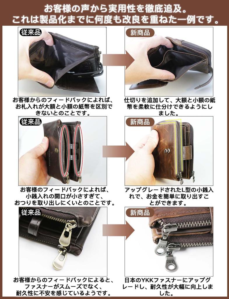 INSPNALL Bifold Genuine Cowhide Japanese YKK 16 Card Large Coin Card Perfect Day Gift Men's Wallet, Leather, Zipper, Holders, Capacity, Purse,