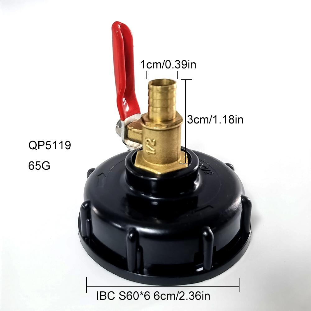 IBC S60*6 Rainwater Bucket Water Tank Adapter Internal Thread 1/2'' Copper Valve External Thread 1/2'' Water pipe joint valve