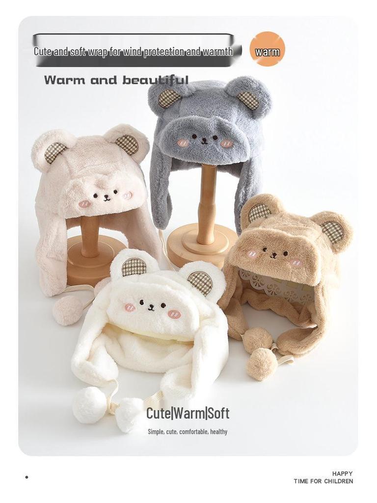 Children's Cartoon Lei Feng Plush Hat: Windproof, Warm, and Thickened with Ear Protection
