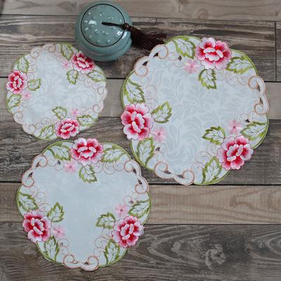 NOU satin trandafiri broderie flori de masa saltele de loc pânză Nunta petrecere de Crăciun salvet de bucătărie Decorarea mesei și accesorii
