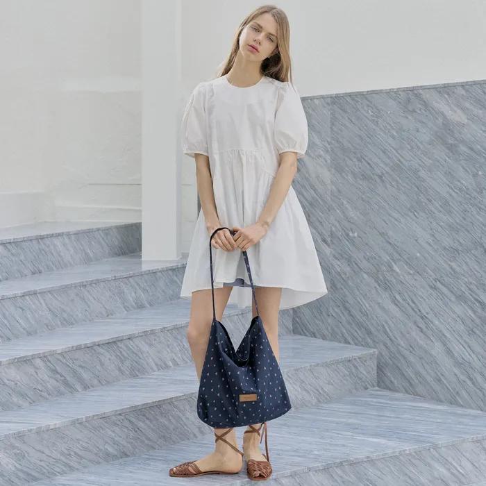 Heart Pattern Eco Bag - NAVY