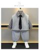 Jungen 2025 Herbst Preppy 3-teiliges Set: Stilvolles Hemd, Weste und Sportbekleidung