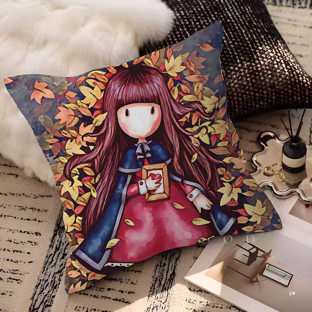 S-Santoro-Gorjuss Cute Cartoon Cushion Cover Polyester Sofa Cushions Decorative Throw Pillows Home Decoration Pillowcover