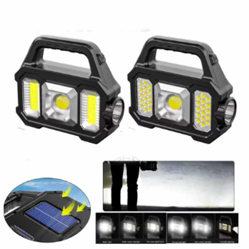 COB Technology Solar Searchlight Zoomable Handheld Flashlight Camping Work Light Camping