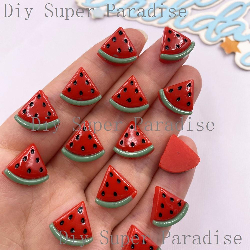 30PCS Resin Kawaii Colorful Mini Red Watermelon Strawberry Figurine Flatback Stone Decor Scrapbook DIY Bow Jewelry Making Crafts