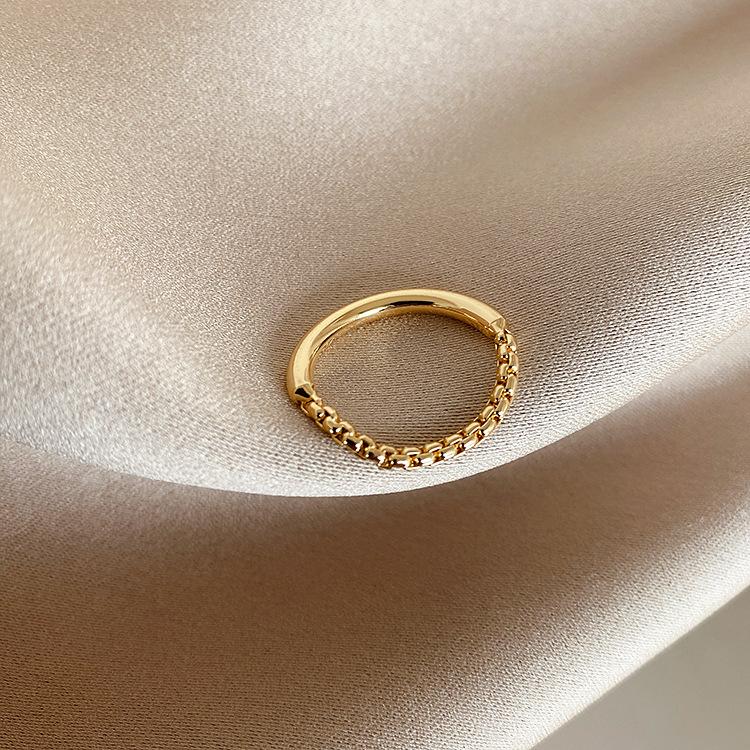 

Design Freshwater Pearl Zircon Chain Plain Ring Set Versatile Ring Cold Wind one size fits all