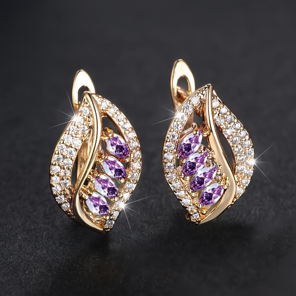 New Micropaved Zircon Leaf Earrings, High-end Jewelry