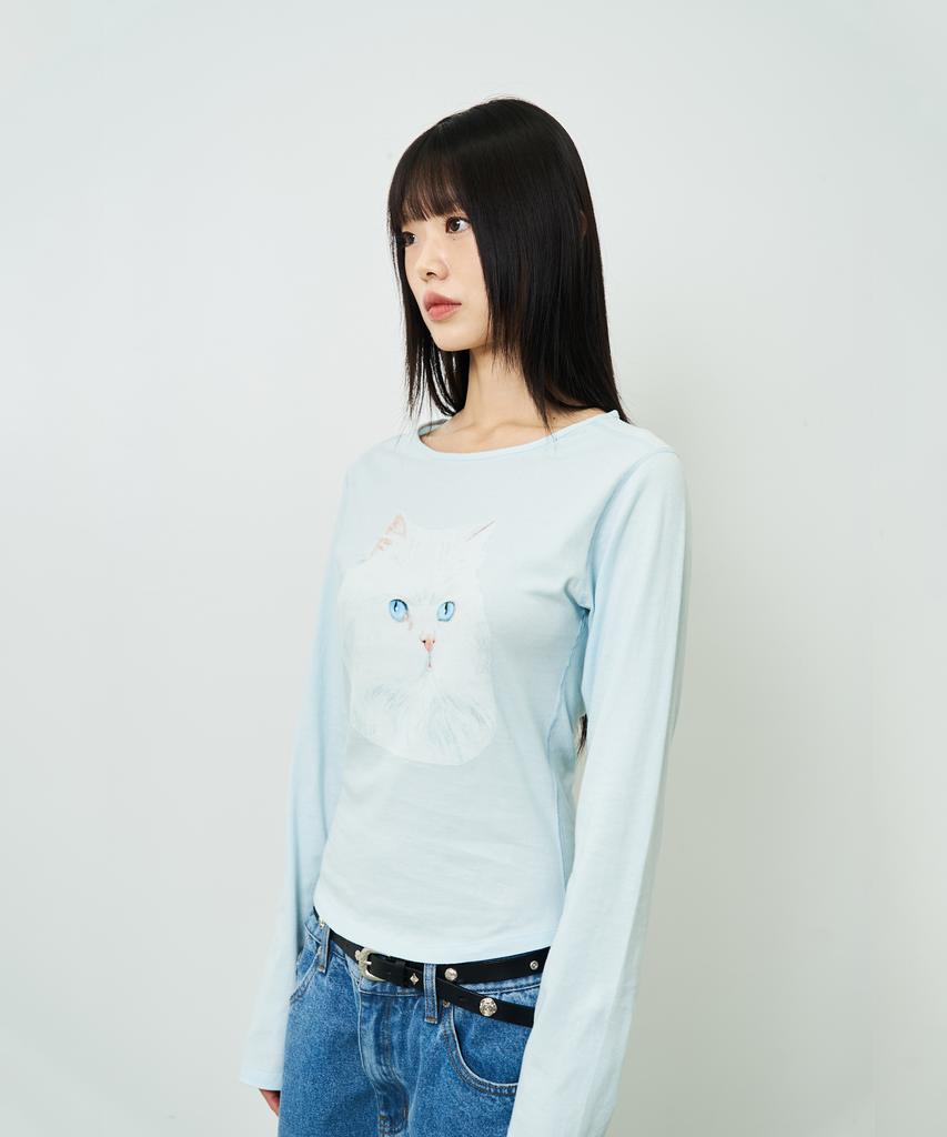 CHANCECHANCE Cat Printed Woman Longsleeve T-Shirt