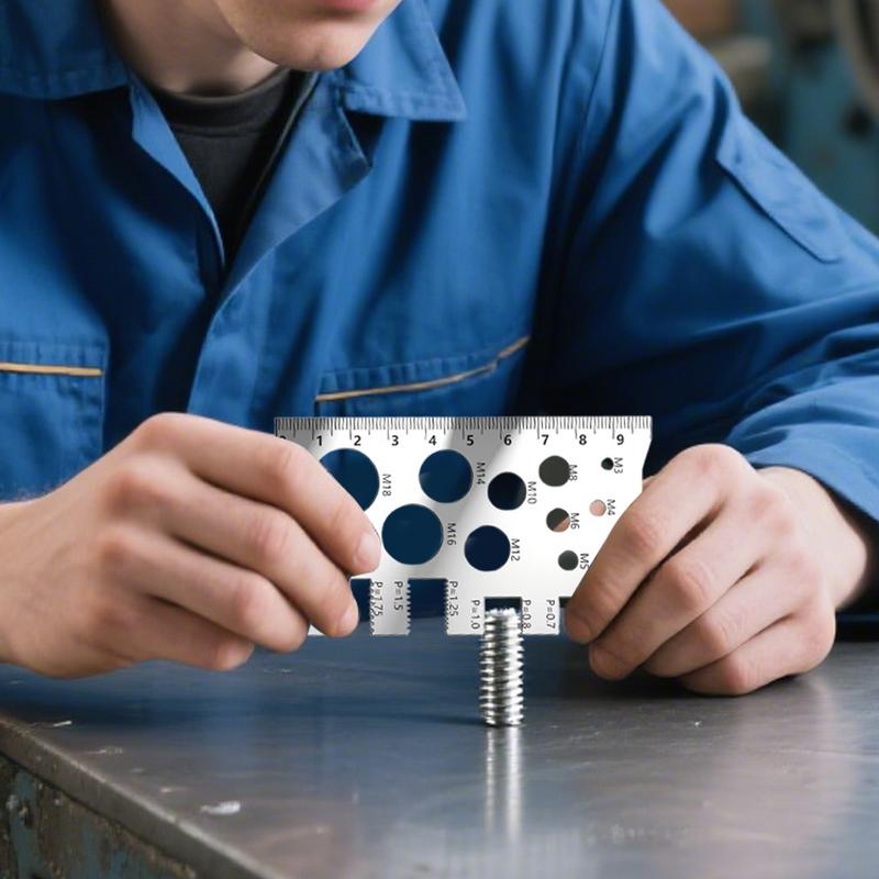 304 Stainless Steel Thread Gauge Screw Measuring Ruler Precise Pitch Measurement Diameter Space Saving Measuring Gauge Tool