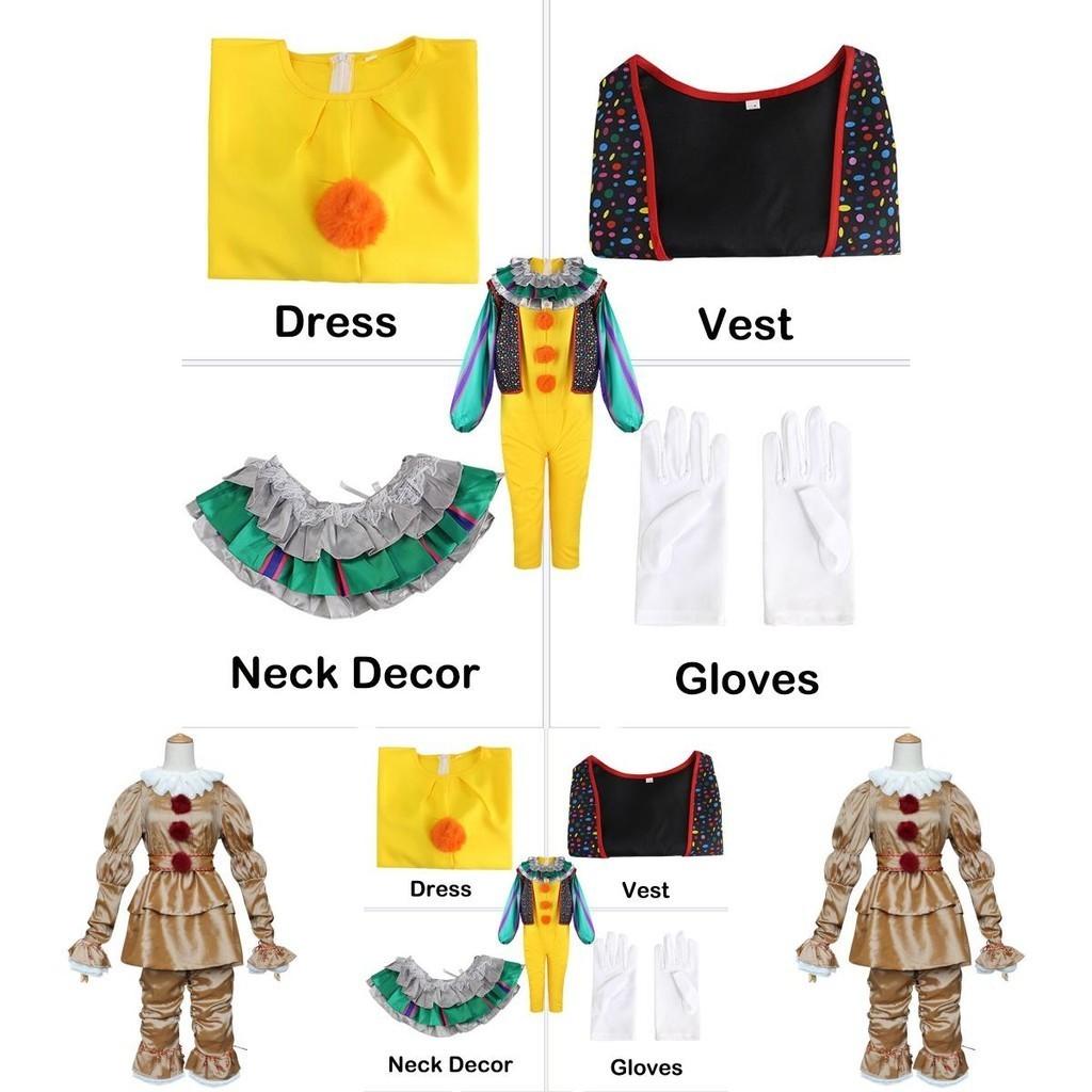 Costume Cosplay Autentico di Pennywise per Bambini Costume da Clown di 'It' di Stephen King per la Festa di Halloween