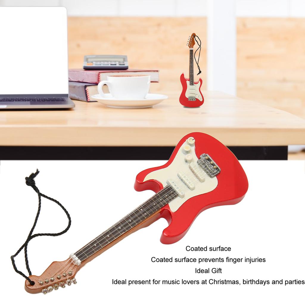 Miniature Guitar Model Simulation Innovative Wooden Electric Guitar Model with Hanging Rope for Presents Decor 01