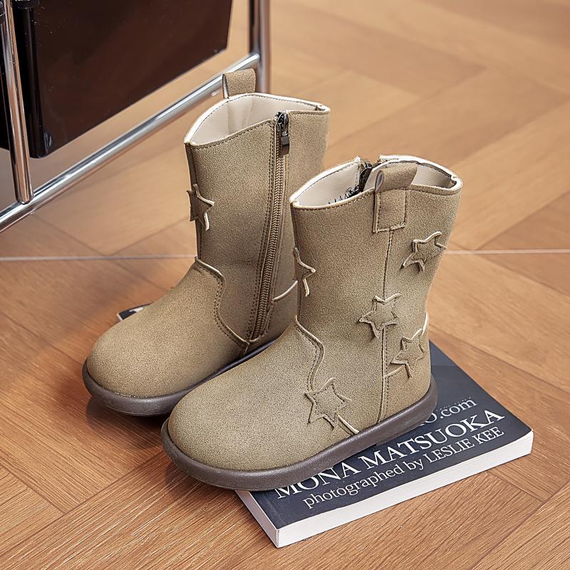 Girls Mid-calf Boots Autumn Winter New Versatile Children's Fashion Boots Chic Trend Kids Causal Boots Matte Leather Non-slip