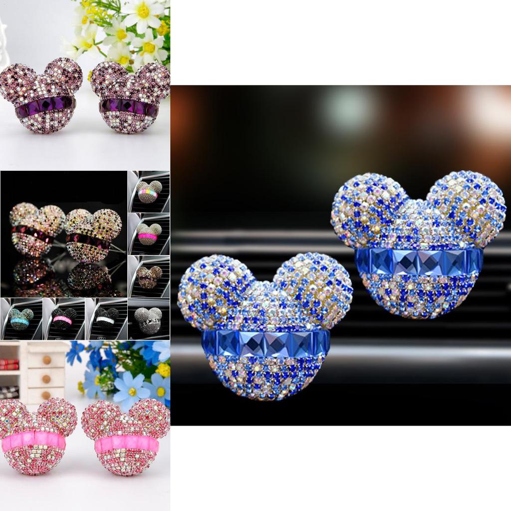 Sparkling Red Car Air Vent Perfume Crystal Design Flower Scent Long-lasting