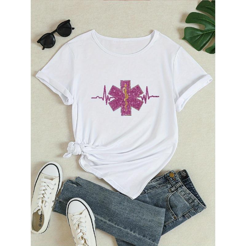 Women'S T-Shirts , Round-Neck for Spring, Summer, And Autumn - Stylish Everyday Women'S Apparel in Standard Size Codes