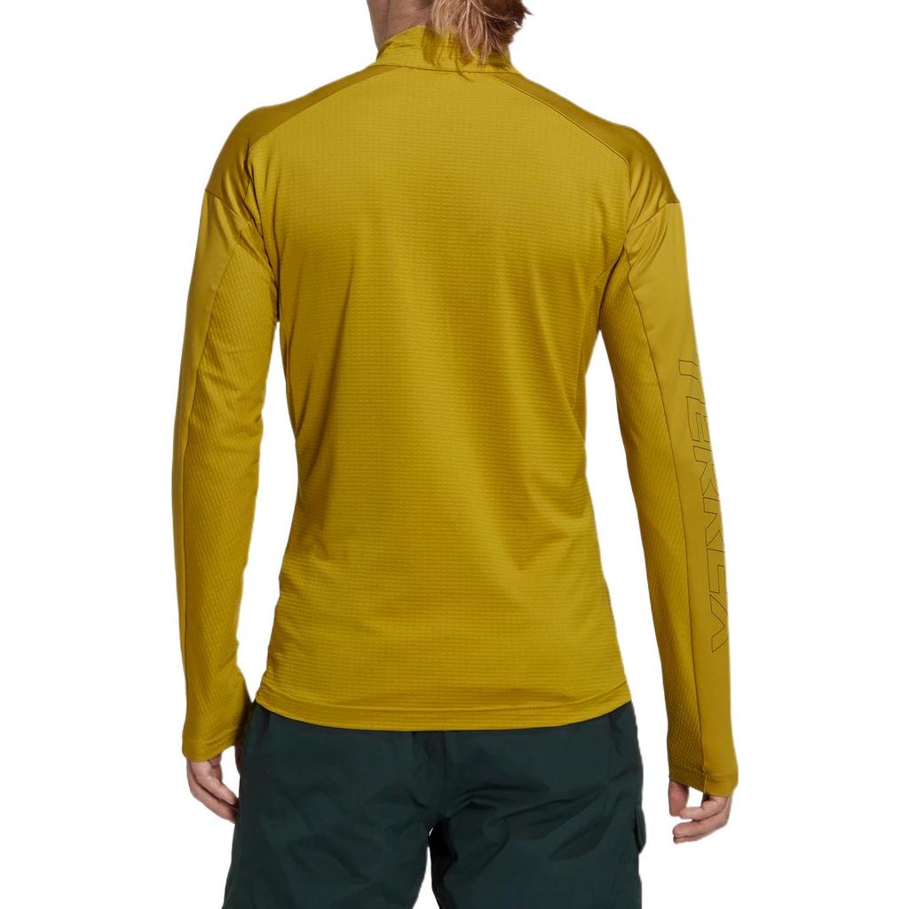 adidas Sleeve Letter Print Half-Zip Long-Sleeve T-Shirt Men Tops Yellow HI1309