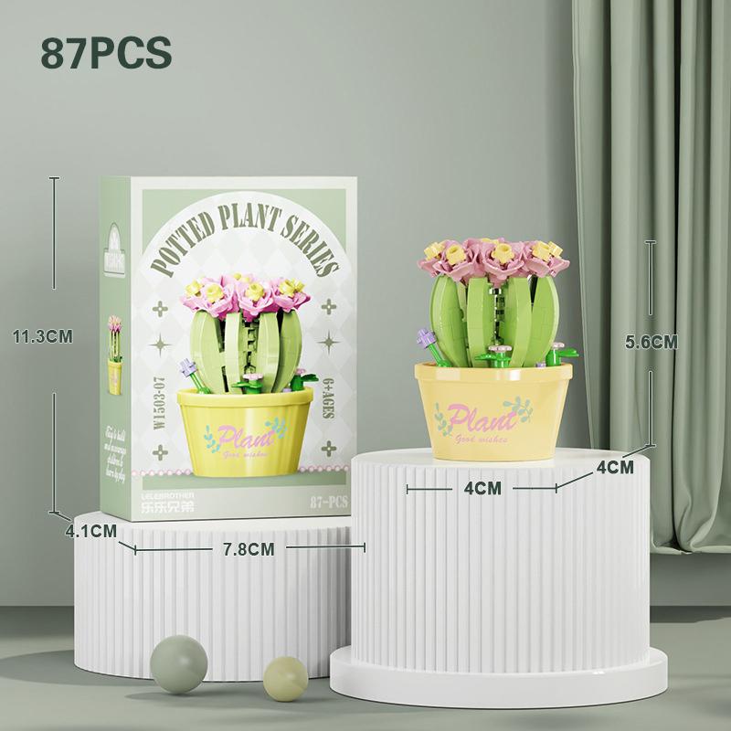 Flower Succulent Potted Model Building Block Diy Eternal Bouquet Home Desk Plant Decor Brick Girl Gift Children Toy