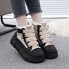 Damen Winter Schnürstiefel mit dicker Sohle Fell eins leicht warm kälteabweisend gefüttert Schneestiefel rutschfest abriebfest lässige Sneaker Baumwollstiefel Board Schuhe