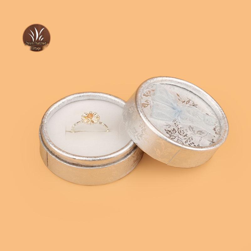 Small Bowknot Round Jewelry Box for Rings and Earrings