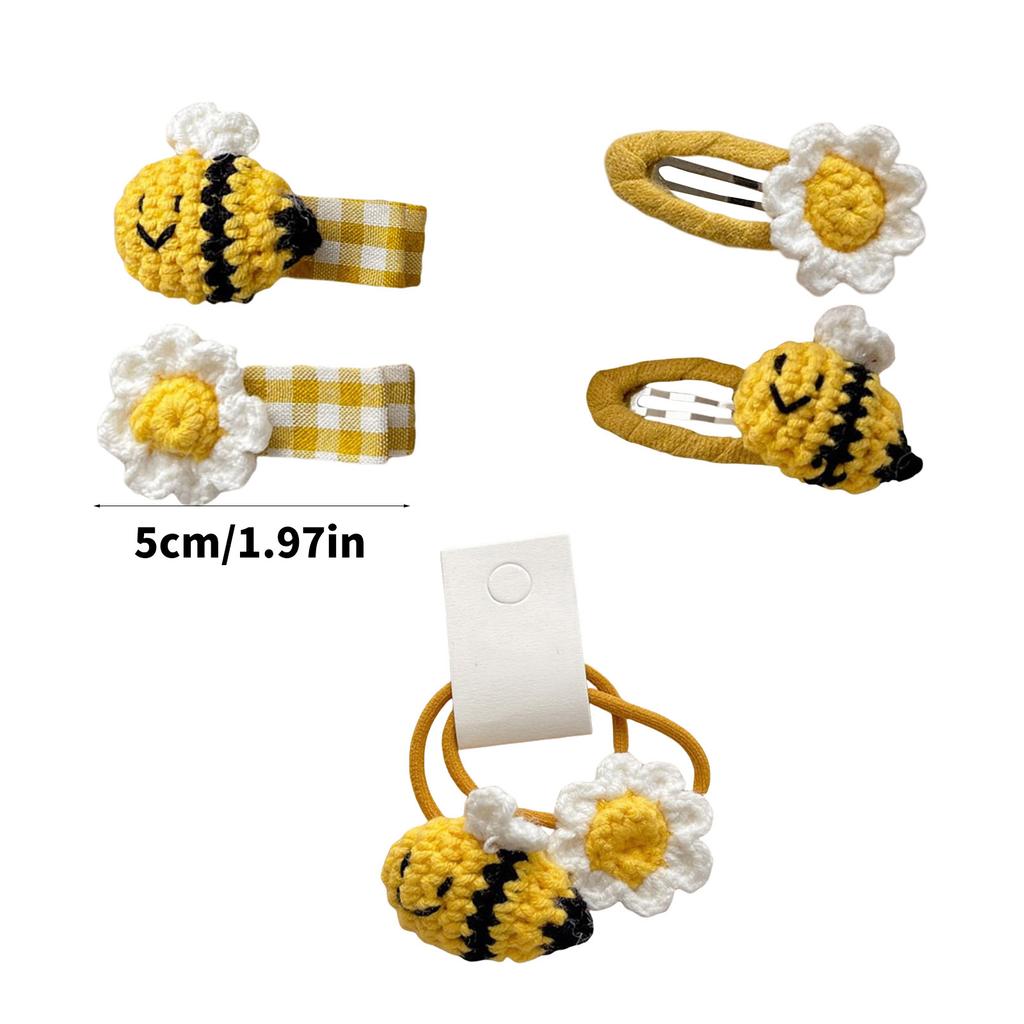 2PCS Honeybee Theme Hair Clip Set Korean Styles Hairpin Fashionable Hair Ornament Festival Decorative Hair Clip Hair Tie