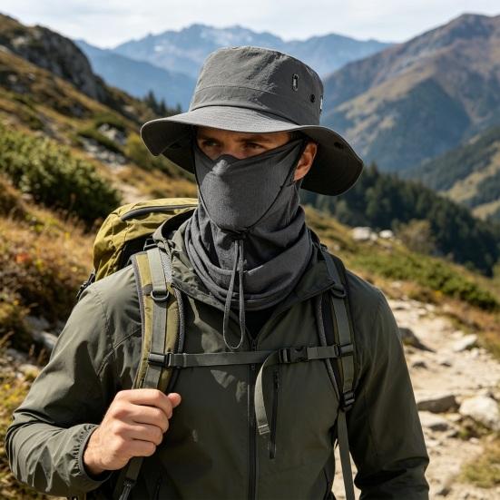 Ice Silk Fishing Hat, Breathable Quick-Drying Fabric Sun Hat with Wide Brim, Detachable Face Guard Adjustable Fit Sun Protection Hat for Outdoor