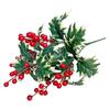 7Branches Artificial Christmas Berry Red Berries Green Holly Leaves Christmas Decorations Desktop Oranment Foam