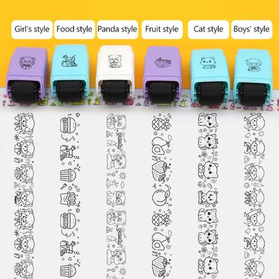 Ștampilă Rulantă Desen Animat Auto-Tușantă Nereutilizabilă Scrapbooking Papetărie Ștampilă Instrumente DIY de Colorat Umplere Jucărie Grădiniță Preșcolar