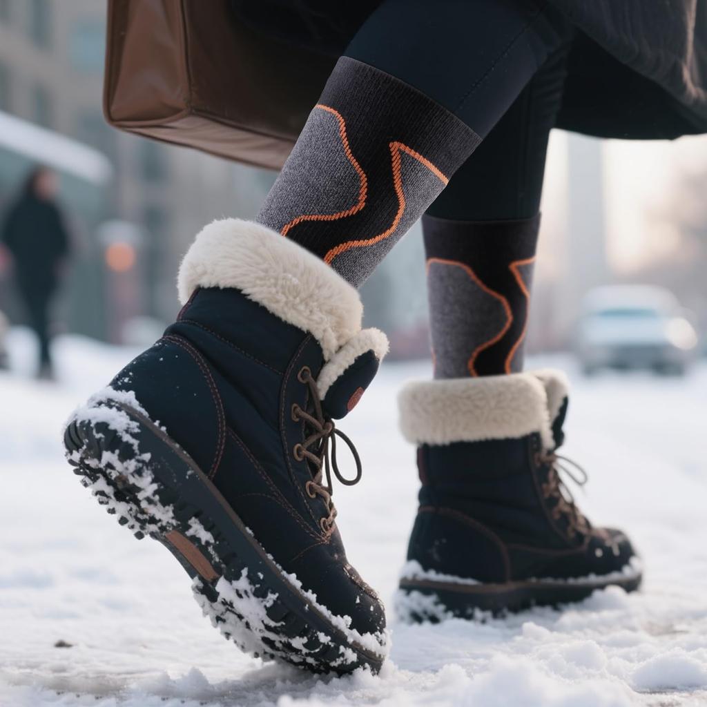YUEDGE Merinowolle Ski Wintersocken Warm Dick für Snowboarding und Größen Set von 2 Herrensocken, Kniehoch Skifahren, Unisex, 25-28,5cm,