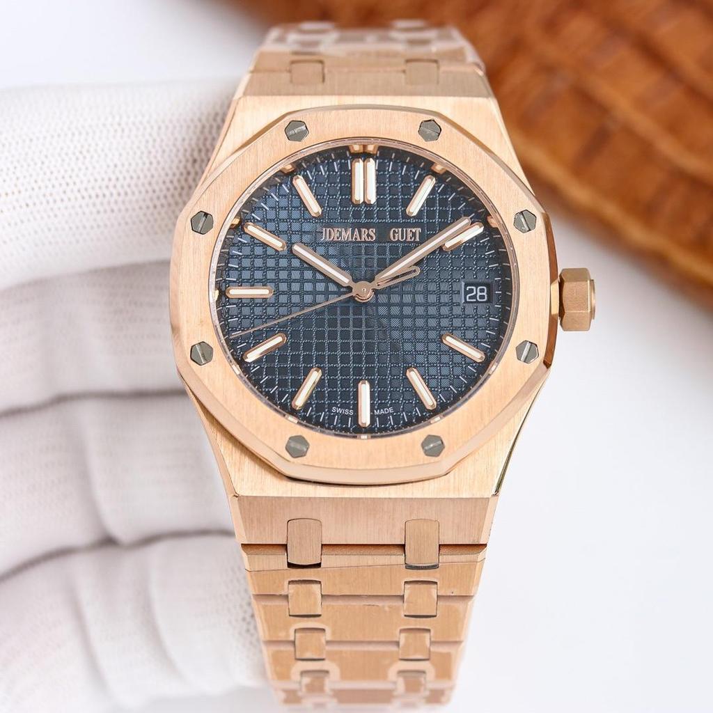 AP Royal Oak Automatik Leuchtende Herren-Stahl-Armbanduhr mit Sichtboden