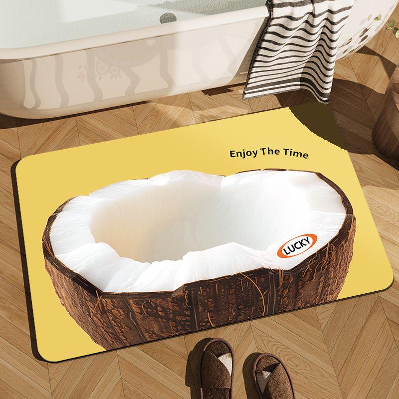 

Realistic Fruit Pattern Carpet Enjoy The Time Mat Lucky Badge Rug Absorbent Bath Mat for Home Decoration Floor Mat Welcome Mat 40X60CM
