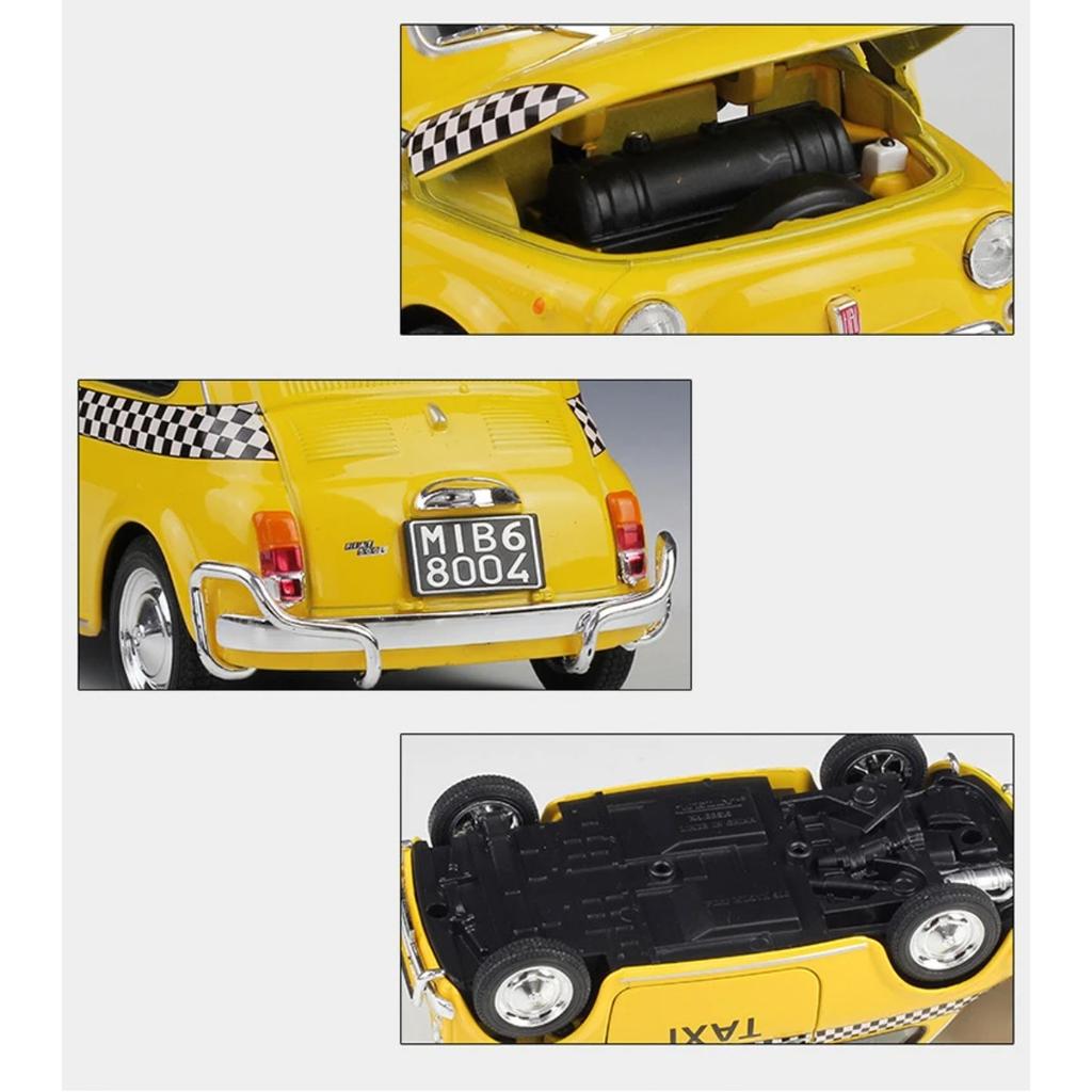 Welly 1/24 Nuova Fiat 500 Alloy Scale Car Model Diecast Metal Miniature Car Static Collection Children Toy Car Vehicles Gifts