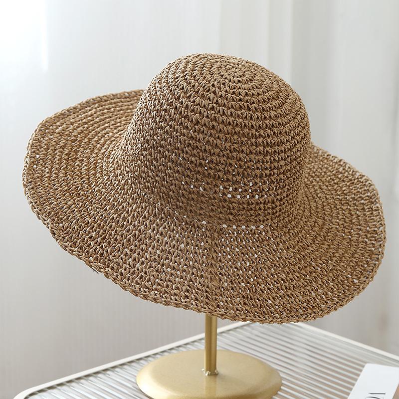 Internet celebrity crochet straw hat women's small fresh beach sunshade sun protection hat children's tide small brim bucket hat