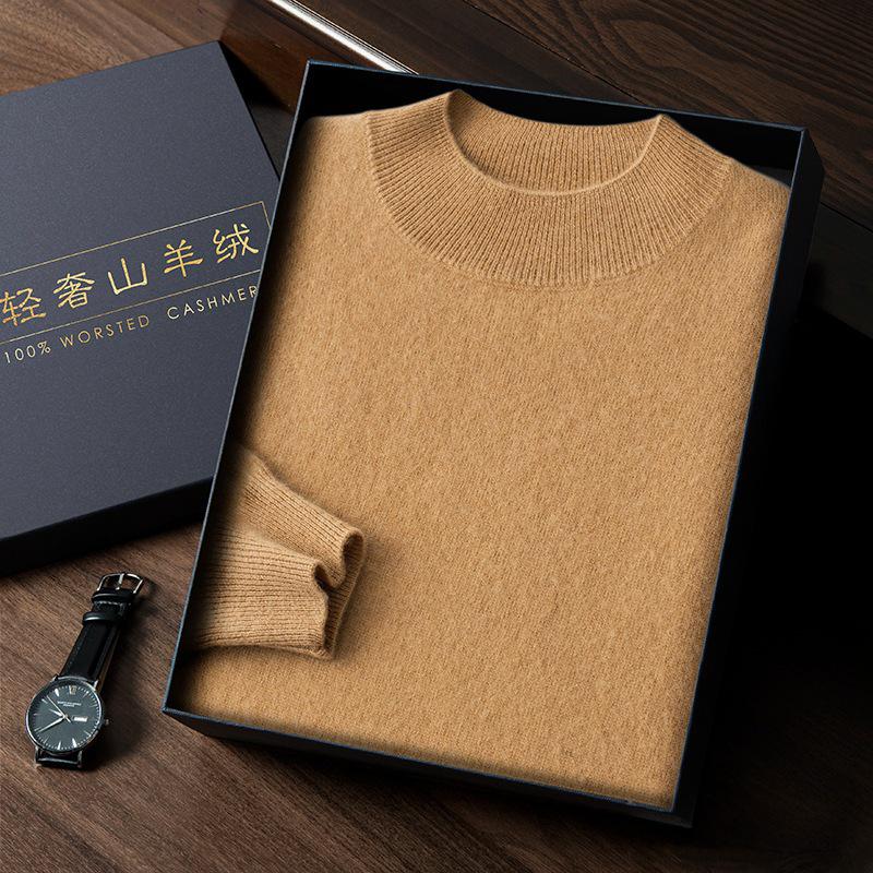 Seamless Men's Cashmere Half-Neck Sweater for Autumn/Winter - Versatile Knitwear