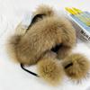 Winter Hats Women Natural Fox Fur Fuffy Warm Fashion Stylish Knitted Pompom Girls Fur Hat