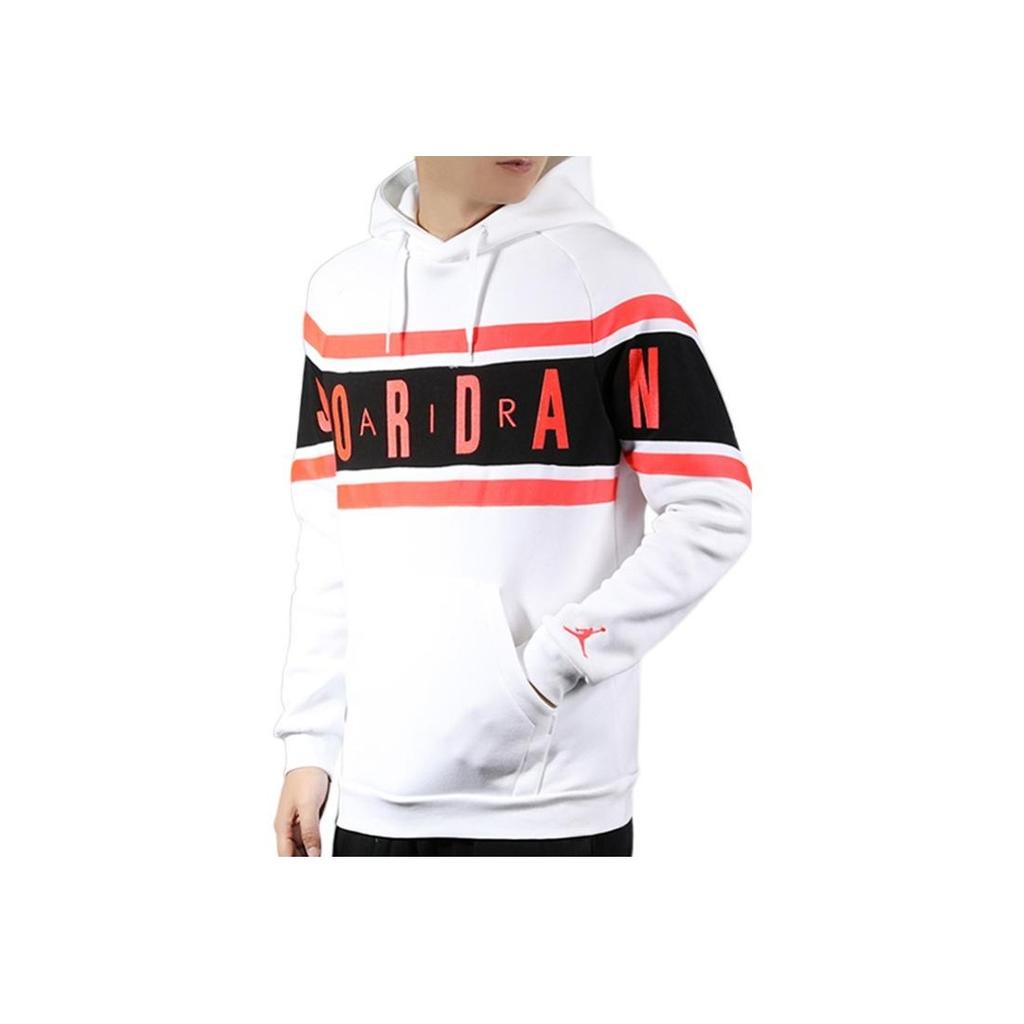 Jordan Air Logo Fleece Pullover Hoodie Men Tops White BQ5655-100