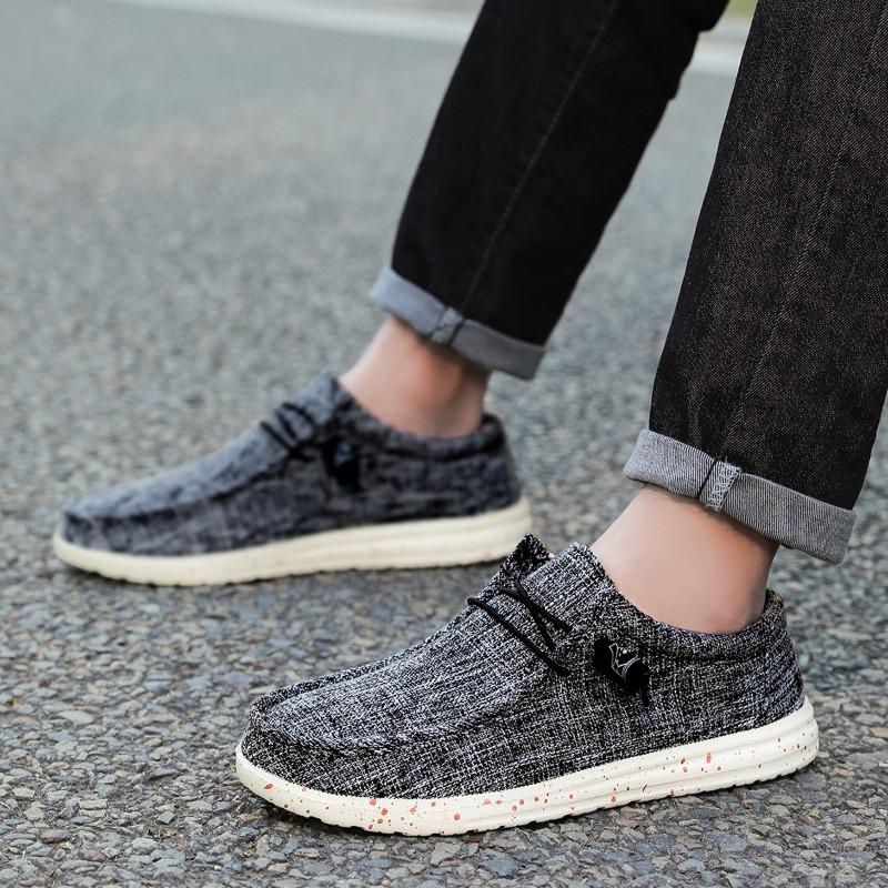 Men's Loafers Fashion Outdoor Casual Shoes Lightweight Breathable Canvas Shoes Comfort Driving Shoes Slip-on Walking Men's Flats