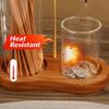 Wooden Base Incense Burner for Sticks Removable Glass Incense Candle Stand  Meditation