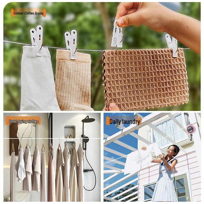 Windproof Retractable Hand-Crank Clothesline: Portable, Punch-Free, Anti-Slip for Travel & Hotels