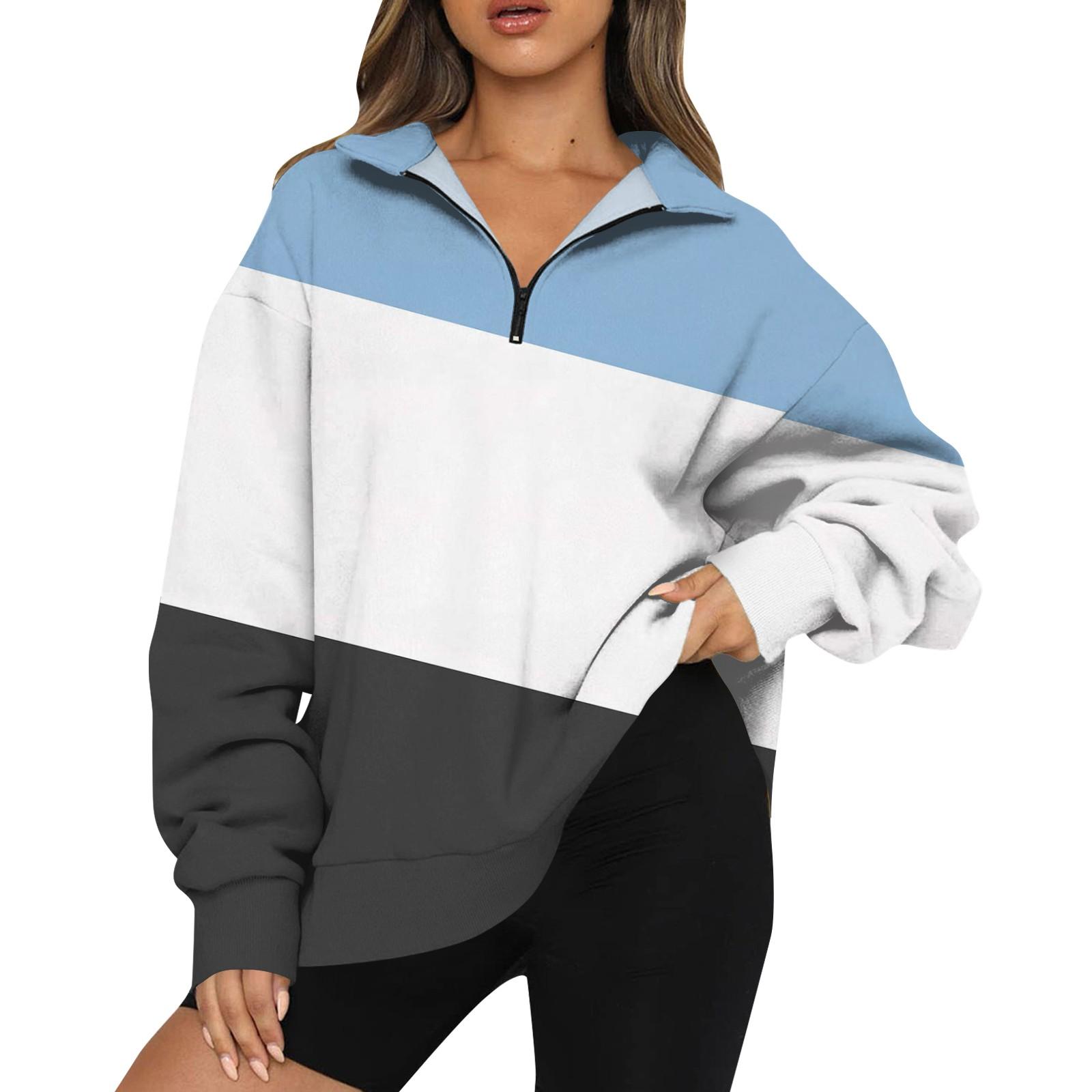 

Женская повседневная мода с длинным рукавом и принтом, свободный свитшот на молнии XXL белый