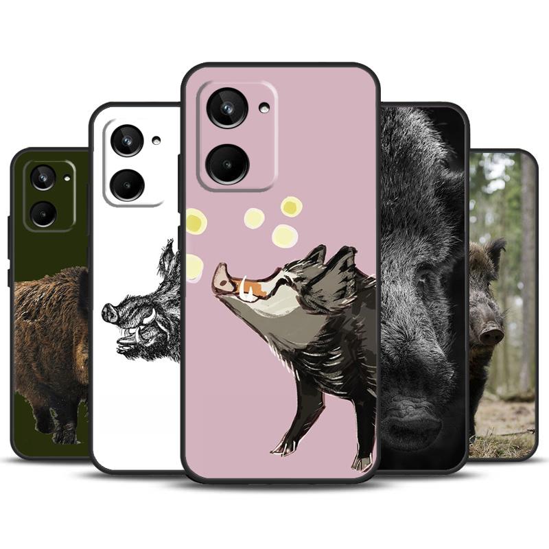 Wild Boar For Realme GT Neo 5 GT3 GT5 9 10 11 12 Pro Plus C25s C21Y C30 C31 C33 C35 C51 C53 C55 Case