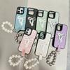Bow Pearl Chain Leather Phone Case for Apple 17 Solid Color for IPhone15pro Women 14