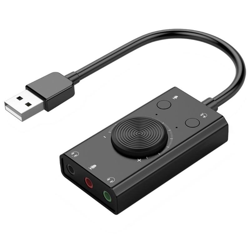 

USB Sound Adapter External Sound Card with 3.5mm Headphone Microphone Port Suitable for PC Mobile Phone Laptop 1