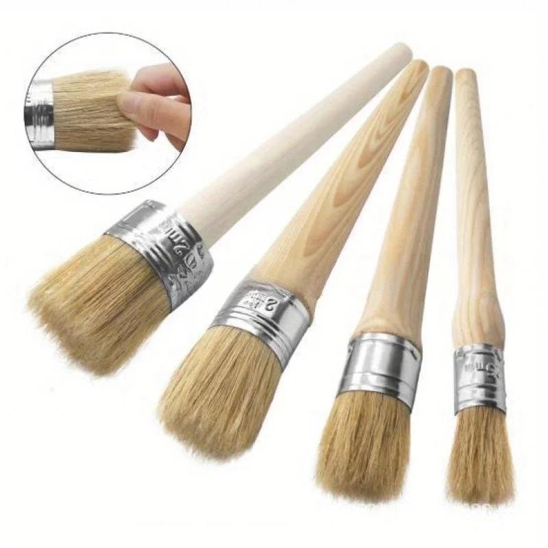 1pc Professional Round Paint Brush for Chalk and Wax - Ideal DIY Folk Art Painting & Waxing Tool
