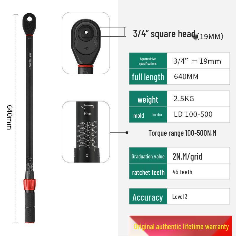 Taiwan Baodelili High Precision Adjustable Torque Wrench for Spark Plugs and Tires