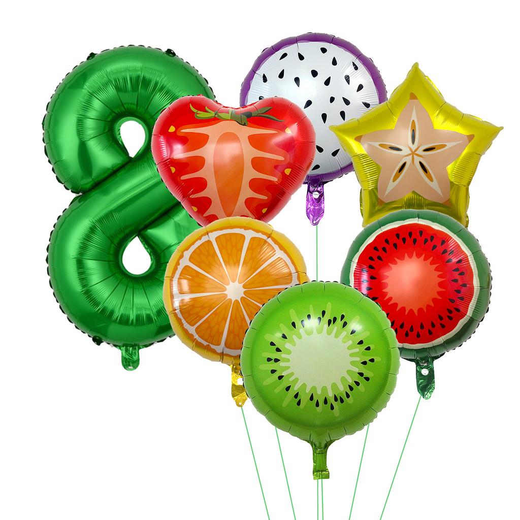32-Inch Digital Summer Fruit Party Watermelon Strawberry Balloon Set Children'S Birthday Decorations