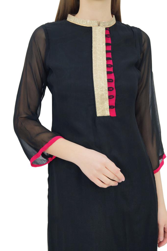 Phagun Straight Georgette Kurta Designer Tunic Top Indian Chic Kurti For