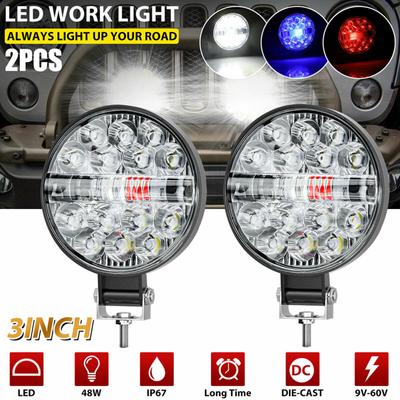 1 par de luz de trabalho de LED de carro de liga de alumínio mini redonda 22 luzes off-road motocicleta engenharia